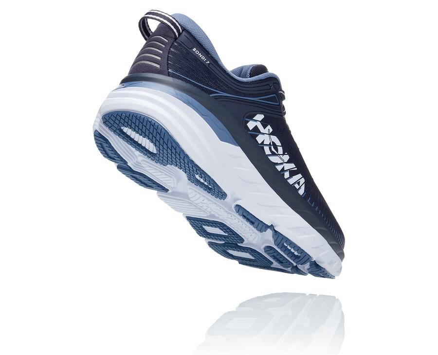 Hoka One One Running Shoes Mens Navy - Bondi 7 - 93207ZTGY